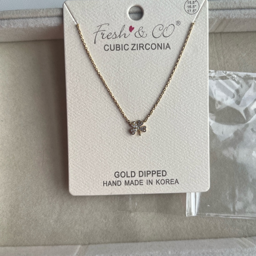 Gold dipped Minimalist Necklace with Cubic Zirconia